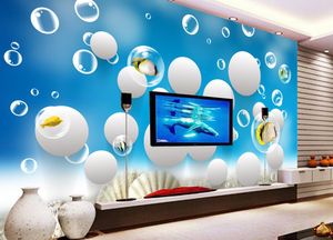 customized wallpaper for walls Home Decor Living Room Natural Art ocean World Fish 3D Stereo Wall