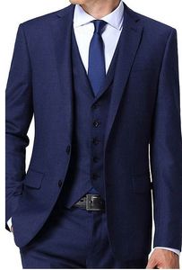 New Design Two Button Blue Groom Tuxedos Groomsmen Best Man Suits Mens Wedding Blazer Suits (Jacket+Pants+Vest+Tie) NO:587