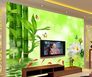 Alta qualità Personalizza dimensioni Bambù moderno in acqua murale carta da parati 3d carte da parati 3d per sfondo tv