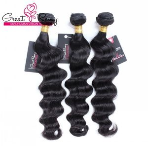 Greatremy a svart färg brasiliansk Virgin Hair Bundle Deals Loose Deep Wave Human Hair Weave Mode för kvinnor