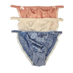 Women Briefs Sexy 3 Pair 100% Silk Underwear Panties Elastic Waistband Lingerie Panties Size US M L XL XXL