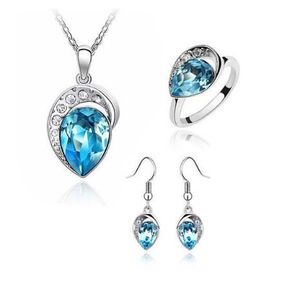 DHL Austria Crystal Pendant Necklace Rings Earing And Earrings Bracelets Women Jewelry Sets Top Fashion High Quality
