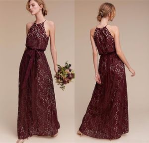 Halter Boyun Uzun Bordo Nedime Elbiseleri Dantel Hizmetleri Onur Elbiseler Vestido De La Dama De Onur Düğünler için