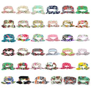 Wholesale cotton ears for sale - Group buy 36 Colors Baby Headbands Flower Cotton Bands Girls Turban Twisted Knot Bunny Ear Floral Children Kids Hair Accessories Plaid Headwear KHA316