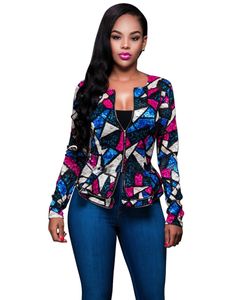 Wholesale- Women Basic Coats 2016 Autumn Long Sleeve Colorful Bomber Jacket Lace Patchwork Zipper Ruffle Short Sexy Top Feminino Women Coat