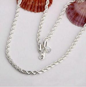 2mm Rope chain necklace,Wholesale16"-24" Fashion jewelry 925 stamped silver plated jewelry necklaces HJIA1125