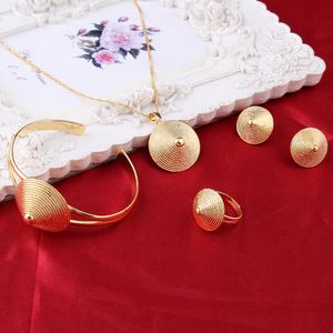 Collana Sky balent bao Ottone etiope Cappello di bambù Gioielli 24k Oro GF Set da sposa africano Donna etiope