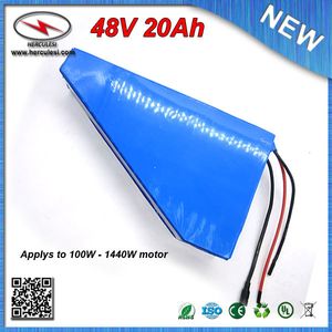 Треугольник форма литиевая батарея 48V 20Ah с батареей мешок / 1000W Электрический велосипед аккумулятор 48V 20Ah с 18650 клеток 30А BMS + зарядное устройство