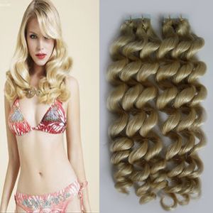 Blonde Brazilian hair tape extensions virgin Loose wave tape in hair extensions remy 40 pieces 100g skin weft seamless hair extensions