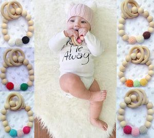 2016 Ins Europäischen Stil Kinder Holz Armbänder Baby Beißring Infant Holz Perlen Beißringe Perlen Handmake Zahnen Baby Spielzeug A01