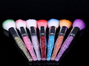 100 pz/lotto strass manico lungo capelli nail art pennelli per rimuovere la polvere fondotinta per trucco detergente per pennelli gel UV strumenti per polvere per unghie