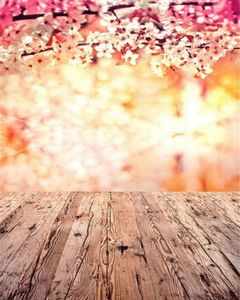 Newborn Baby Shower Backdrop Flowers Blossoms Spring Scenic Photography Backdrops Wooden Texture Floor Kids Studio Photo Shoot Backgrounds