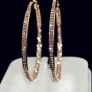2017 TOP popular earrings With rhinestone circle Simple earrings big circle gold color hoop earrings for women E005