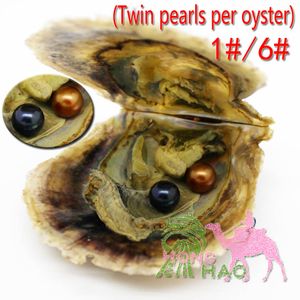 30 PZ Spedizione Gratuita Perle d'Amore Ostriche 1 # e 6 # Colore 6-7 mm Gemelli Rotondi Naturali Perle di Ostrica Confezione Sottovuoto Festa