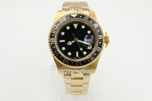 Men's 116713 Watch Gold Case Glidelock Strap Ceramic Ring Sapphire Crystal Black Three hands calendar 40mm256b