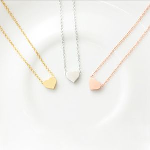 Everfast Wholesale Tiny Heart Pendant Women Long Chain Necklace Copper Pendants Gold Silver Plated Female Jewelry EFN028-F