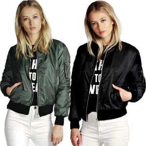 Wholesale- Women bomber jacket new 2016 ladies short coat jackets female clothes red black army green cotton poly mixed thin S-XL