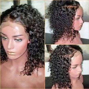 360 Lace Frontal Wig Pre Plocked HD Front Human Hair Wigs 130% Densitet Svart Kvinnor 14inch Diva1