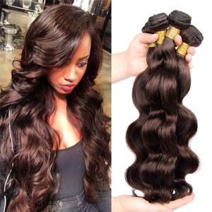 Malaysain Human Virgin Hair Bundles #2 Dark Brown Body Wave Remy Hair 100% Human Hair 3Pcs Lot No Shed No Tangle For Sale