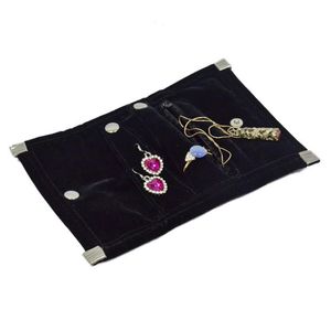 Wholesale velvet bag 12cm resale online - Portable Black Velvet Pouch Women s Jewelry Travel Wedding Storage Case Mini Ring Earring Necklace Jewelry Travel Roll Bag cm