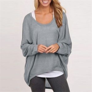 Autumn Women Blouse Batwing Long Sleeve Casual Loose Solid Top Shirt Sweater Plus Size