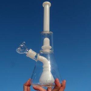 glass beaker bongs showerhead perc bong 12 inch recycler dab rig water pipes white bubbler smooth pipe