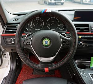 1pcs black M performance power racing Carbon fiber Sport Car Steering Wheel Cover With Size M 38cm free shipping