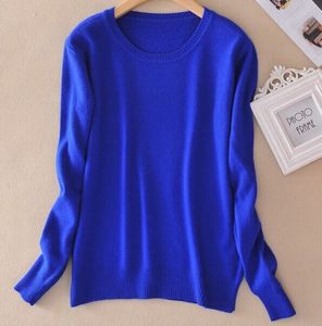 Wholesale-セーター女性の女性のニットカシミヤセータースリムOネックセーターショートデザインプラスサイズプルオーバー基本シャツ