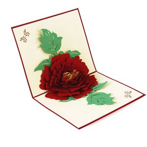 3D Pop Up Flower Handmade Greeting Cards Postcards Birthday Mother Day Gift Message Invitations Card