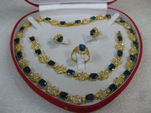Favori hediye kadın mücevherat kırmızı yakut beyaz altın 18k kolye seti