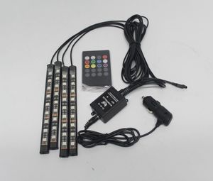 Wholesale infrared remote universal resale online - Universal Infrared Remote Control Car Interior Floor Decorative Lights RGB Atmospher LED Light Strip Ambient Light music control