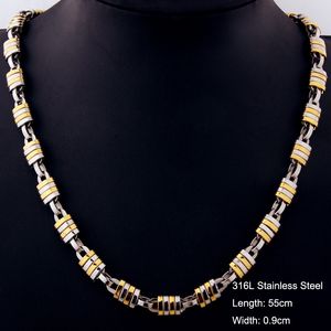 Partihandel 316L Rostfritt stål Mode Smycken Curb Link Box Chain Halsband för män Guld Silver 55cm * 0,9cm