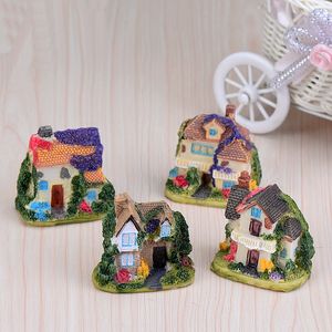 Mini villa moderna Decorazione da giardino Micro Cottage Figurine Resina Paesaggio in miniatura Fatto a mano Artigianato fai-da-te Moss Terrarium 4 Disegni