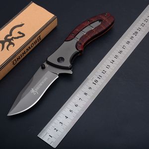 Browning X47 Titanium Tactical Folding Knife Flipper Outdoor Camping Hunting Survival Pocket Knife Wood Handle Military Utility EDC Tools