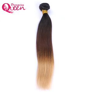 Ombre Hair Extensions Brazylian Prosty Weave #1B 4 27 Honey Blonde Ombre Kolor Brazylijskie Virgin Human Hair Bundles 3 szt.
