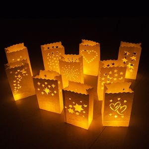 20pcs Festival Lantern Paper Lantern Candle Bag Outdoor Lighting Candles for Wedding Decorations Event Pary Supplies Patterns