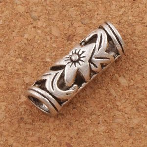 Alloy Hollow Lily Flower Tube Spacer Big Hole Loose Beads 120pcs/lot Tibetan Silver fit European Bracelet 22X7mm L1407