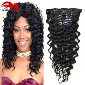 Hannah Clip Product Clip in Hair Extension Głębokie Kręcone Wave Extensions Human Hair Extensions 7A Brazylijski Klips do włosów w przedłużeniu