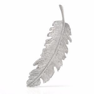 Kvinnor Leaf Feather Hair Clip Hårstol Barrette Bobby Pins Hårtillbehör Silver # R904