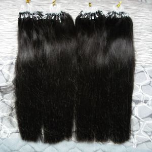 400g自然なカラーマイクロループの簡単なリング/ビーズの髪の伸びが自然なストレート100％インドのバージンレミー人間の髪1g