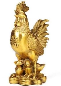Collezione zodiaco cinese Fengshui pollo statua in ottone 6x5x10 CM