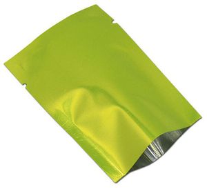 500 PCS / Lote Verde Selo De Calor Mylar Mylar Sacos De Armazenamento De Café De Café Aberto Top Planície Luz Lustrosa Folha De Alumínio Vácuo Selo Pacote Bolso Bolso