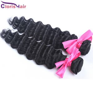 Awesome Mix Length 2pcs Unprocessed Curly Peruvian Virgin Deep Wave Hair Extensions Wholesale Deep Curls Human Hair Weave Bundles More Wave