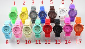 Geneva Silikonowe zegarki Cukierki Jelly Wristwatches Unisex Mężczyźni Kobiety Kwarcowy Casual Sport Watch Najwyższej Jakością DHL