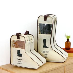 Botas portáteis sacos de armazenamento de viagens botas à prova de poeira Tote zíper saco de poeira sapatos capa de poeira com sacos de armazenamento de janela Tecidos não-tecidos