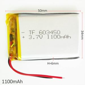 Model 603450 3.7V 1100mAh Polimer Litowy LI-PO AKUMULATORA AKUMULATORA DO MP3 DVD PAD Telefon komórkowy GPS Zasit Kamera E-Book Recoder