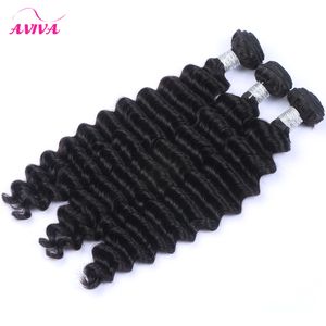 Indisk djup våg Curly Virgin Hair Weave buntar obearbetade rå indiska djupa lockiga remy mänskliga hårförlängningar weft 3pcs mycket naturlig färg