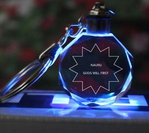 Moda Parti Favor Özelleştirilmiş Lazer Gravür Logo Kristal Anahtarlıklar Sekizgen Şekilli LED Anahtarlık Düğün Noel Doğum Günü Hediyeleri Için