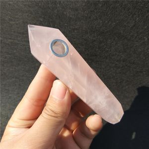 1pcs Drop Shipping wholesale Natural Pink Crystal Smoking Pipe + strainer quartz stone healing wand Free Shipping