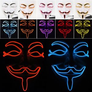 LED Cadılar Bayramı Maskeleri V Kelime Nefret Maskesi EL Tel Parlayan Maske Masquerade Tam Yüz Maskeleri Cadılar Bayramı Kostümleri Parti Hediye WX9-58